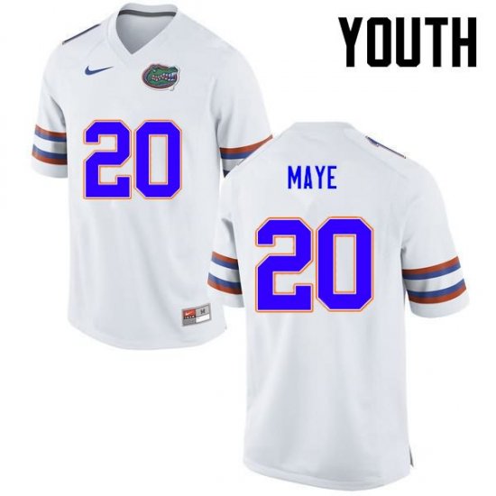 Youth Florida Gators #20 Marcus Maye NCAA Nike White Authentic Stitched College Football Jersey FZA2562SD